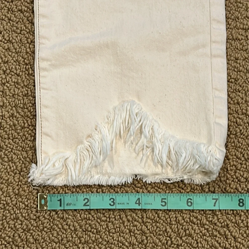 Jonathan Simkhai River High Rise Straight Leg Jeans in Ecru 32 Distressed - Picture 15 of 15